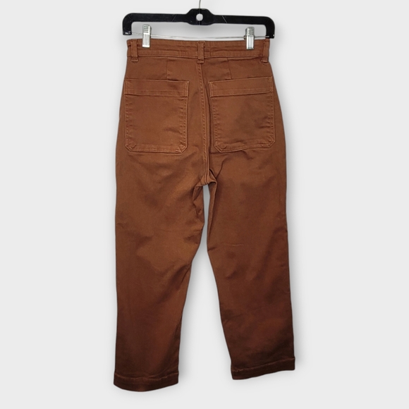 Everlane Straight Leg Crop Twill Pants 2S Brown - Picture 4 of 5